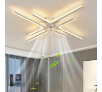 Modern Large Simple Ceiling Fans with Lights Chandelier Fan with Dimmable 6 Speeds Reversible Fan Lamp with Remote Control Timer Quiet and Memory Function 3 Color Temperatures for Bedroom, White