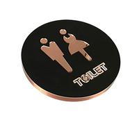Modern lavatory signs,Restroom plaques, Men and Women Toilet Sign Bathroom Signs Diameter 16cm Circle Stick to The Glass Wall Door Rose Gold and Black(Toilet)
