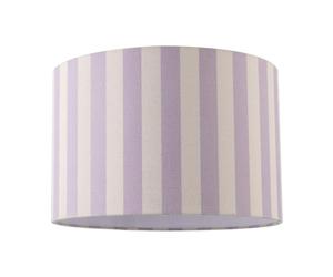 Modern Lavender Lilac and Oatmeal Linen Striped Drum Lamp Shade with Off-White Fabric Inner Lining| 30cm x 20cm | for Ceiling Pendant or Lamp by Happy Homewares