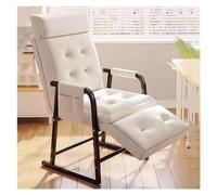 Modern Lazy Chair with Side Pocket Cream Reclining Reading Chair Adjustable Backrest (10 Angles) Linen Fabric Armchair for Leisure and Relaxation.