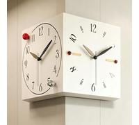 Modern Le d Double Sided Corne Wall Clocks,10/12in Silent Square Digital Wall Clock,Stylish Decorative Clock,Made of Metal Material,Farmhouse Decorative Corner Clock,for Bedroom(B,26cm/10.2in)