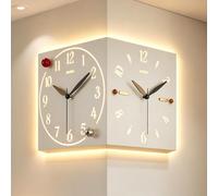 Modern Le d Double Sided Corne Wall Clocks,10/12in Silent Square Digital Wall Clock,Stylish Decorative Clock,Made of Metal Material,Farmhouse Decorative Corner Clock,for Bedroom(A,26cm/10.2in)