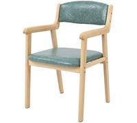 Modern Leather Accent Chair with Arms - Comfy Upholstered Dining & Desk Chair with Wood Legs for Living Room Kitchen Bedroom Small Corner (Blue B)