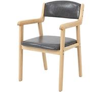 Modern Leather Accent Chair with Arms - Comfy Upholstered Dining & Desk Chair with Wood Legs for Living Room Kitchen Bedroom Small Corner - Gray Color