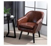 Modern Leather Accent Chair with Wooden LegsWingback Design for Living Room Bedroom Reception Area or OfficeBrown