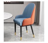 Modern Leather Accent Chairs Comfy Upholstered Dining & Leisure Armchairs with Backrest Stylish Blue Lounge Chairs for Reception & Living Room Decor
