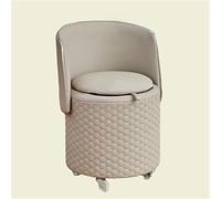 Modern Leather Backrest Vanity Stool - 360° Swivel Storage Ottoman Creative Folding Dressing Chair & Rolling Sofa Seat Stylish & Functional Home Decor