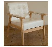 Modern Leather Dining Armchair Upholstered Accent Chair with Wingback & Button Design for Reading & Reception RoomBeige Color