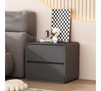 Modern Leather Finish Nightstand with 2 Drawers Stylish Wood Bedside Table for Bedroom Large Capacity End Table No Assembly Required (Size: 50x40x47cm Color: Dark Gray)