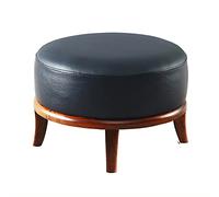 Modern Leather Foot Stool with Solid Wood Legs Premium Ottoman Footrest for Living Room Multifunction Accent Seat Round Ivory Resting Footstool,Round Black-41x41x32cm