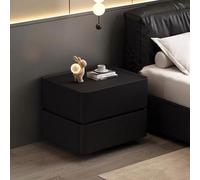 Modern Leather Nightstand, Fully Assembled Nightstand, Sturdy And Durable, Scratch-resistant And Easy To Clean, Large Capacity. Suitable For Bedroom,Living Room(Black,30cm/11.8in)