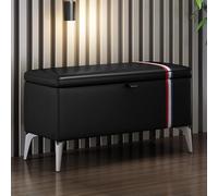 Modern Leather Ottoman Bench - Upholstered Seat, Solid Wood Storage Chest, Multi-functional nizer for Entryway, Stylish Storage Solution for Home Decor