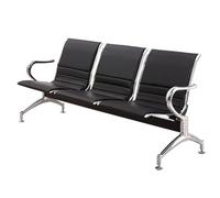 Modern Leather Reception Bench with Armrests 3-Seat Office Chairs for Waiting Room Airport Bank Hospital - Stylish & Comfortable Seating Solution