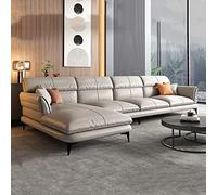 Modern Leather Sofa Couch, Blue Honorable L-Shaped Sofa with Chaise Lounge for Living Room, Tool-Free Assembly, 3 Seating Corner Sofa-Bed