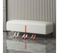 Modern Leather Storage Bench Rectangular Ottoman for Living Room & Bedroom 39.4" x 15.7" Wooden Toy Chest Stylish Footrest & Space Saver Storage Furniture.