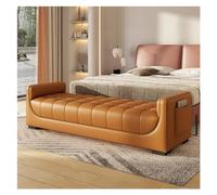Modern Leather Storage Bench with Armrests and Pockets - Upholstered Small Entryway or Bed-End Bench for Stylish Home nization