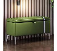 Modern Leather Storage Ottoman Bench,Rectangle Entrtway Shoe Bench With Padded Seat,Solid Wood Storage Trunks Multifunction Storage Bench-Orange 70x35x45cm,Green-80x35x45cm