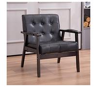 Modern Leather Upholstered Armchair for Living Room & Dining Accent Chair with Armrests & Button Wingback - Stylish Reading Chair for Bedroom & Reception (Color: Black)