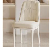 Modern Leather Upholstered Dining Chairs with Metal Legs High Back Support for Kitchen Living Room Bedroom Cream White Set of 2