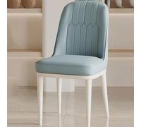 Modern Leather Upholstered Dining Chairs with Metal Legs High Back Support Set of 4 for Kitchen Living Room Bedroom - Cream and Light Blue Colors