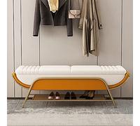 Modern Leather Upholstered Footstool Bench with Shelf, Entryway Shoe Rack, Stylish End of Bed Seating, Premium Quality 80x40x45cm Shoe Solution