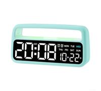 Modern LED Alarm Clock with Multicolor Ambient Light, Dual Alarm, for perpetual Calendar, Dimmer, Night Light for Bedroom, 16.6cm Green(6655 Green)