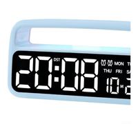 Modern LED Alarm Clock with Multicolor Ambient Light, Dual Alarm, for perpetual Calendar, Dimmer, Night Light for Bedroom, 16.6cm Green(6655 Blue)