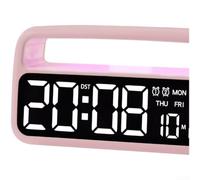 Modern LED Alarm Clock with Multicolor Ambient Light, Dual Alarm, for perpetual Calendar, Dimmer, Night Light for Bedroom, 16.6cm Green(6655 Pink)