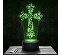 Modern LED Ambient Lamp - Christ Cross Religion, Gift Idea for Catholic Decor. Office, Living Room. Christian Christmas