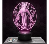 Modern LED ambient lamp Stained Glass Virgin Mary Religion, gift idea for Catholic Christian Christ decor. Stained Glass Virgin Mary Religion desk lamp living room, soft light. Christmas, gift. TOP