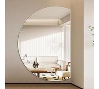 Modern LED Backlit Vanity Mirror 43in Left Semi-Circle Anti-Fog Frameless Design 3 Color Temperature Options - Perfect for Bathroom and Makeup.