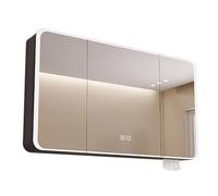 Modern LED Bathroom Cabinet with 3 Doors Gray 43"x28"x5"Stylish WallMounted or Recessed Medicine Storage with Integrated Lighting for Contemporary Spaces