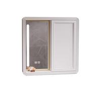 Modern LED Bathroom Cabinet with Anti Fog Mirror Space Saving Wall Mounted or Built In Over Toilet Storage Stylish White Aluminum Design (70 x 13 x 70 cm)