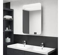 Modern LED Bathroom Mirror Cabinet 60x11x80 cm - White MDF with Melamine 2 Shelves Soft-Close Hinges - Ideal for Guest & Powder Rooms Stylish Storage Solution