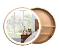 Modern LED Bathroom Mirror Cabinet with 3 Color Illumination Wall-Mounted Wooden Storage for Home Stylish Bathroom Vanity Mirror with Lights Contemporary Design