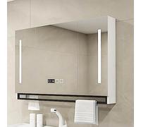 Modern LED Bathroom Mirror Cabinet with 3 Doors, Wall-Mounted Storage with Dimmer Switch, Stylish White Design, L100*W12*H75cm, Perfect for Home Decor