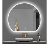 Modern LED Bathroom Mirror - Frameless Semi-Circular Design Smart HD Makeup Mirror with 3-Color Dimmable Lighting Explosion-Proof Memory Function 3 Hanging Options
