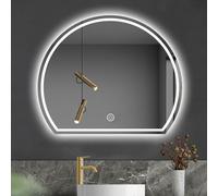 Modern LED Bathroom Mirror - Frameless Semi-Circular Design Smart Makeup Mirror with 3-Color Dimming HD Clarity Explosion-Proof Memory Function 3 Hanging Methods