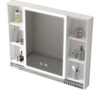 Modern LED Bathroom Mirror - White Aluminum Wall-Mounted Hanging Mirror Over Cabinet 90x71cm Sl esign for Any Bathroom Functional & Stylish Lighting Solution