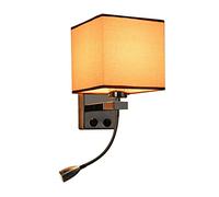 Modern Led Bedroom Wall Lamps Fixture Warm White, Indoor Bedside Wall Reading Light Gooseneck Lamp E27,White,1 (Linen 1)