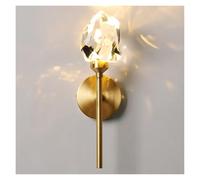 Modern Led Brass Wall Sconce, Dimmable Crystal Wall Lamp With Brushed Brass Bracket, Gold Indoor Bedside Light For Bedroom, Living Room