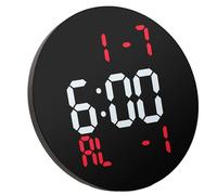 Modern LED Calendar Clock with Customizable, Black and red | Temperature Humidity Readings, Auto Night Dimming, 12 / 24 Hour Format, Weather Indicators