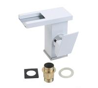 Modern LED Cascade Bathroom Faucet, Single Handle Hot & Cold Mixer Tap, Floor Mounted 1 Hole Design, Elegant Copper Finish with Automatic White Light