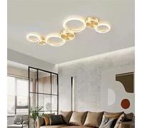 Modern LED Ceiling Chandelier Simple Aluminum Ceiling Lamp for Living Room Bedroom Dining Room Circle Rings Golden Ceiling Light 1Pcs(Gold 4Heads,Cool White(no RC))