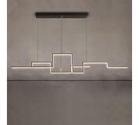 Modern LED Ceiling Chaner Lighting Compatible with Dining Room Kitchen丨Great Wall Design Long Aluminum Pendant Lights丨Living Bedroom Black Hanging Lamp Dimmable,Chaner Tric