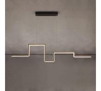 Modern LED Ceiling Chaner Lighting Compatible with Dining Room Kitchen丨Great Wall Design Long Aluminum Pendant Lights丨Living Room Bedroom Black Hanging Lamp Dimmable,Chaner