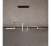 Modern LED Ceiling Chaner Lighting Compatible with Dining Room Kitchen丨Great Wall Design Long Aluminum Pendant Lights丨Living Bedroom Black Hanging Lamp Dimmable,Chaner Tric