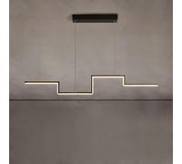 Modern LED Ceiling Chaner Lighting Compatible with Dining Room Kitchen丨Great Wall Design Long Aluminum Pendant Lights丨Living Bedroom Black Hanging Lamp Dimmable,Chaner Tric