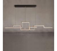 Modern LED Ceiling Chaner Lighting Compatible with Dining Room Kitchen丨Great Wall Design Long Aluminum Pendant Lights丨Living Room Bedroom Black Hanging Lamp Dimmable,Chaner