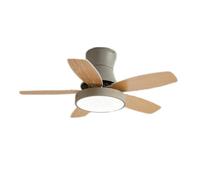 Modern LED Ceiling Fan Light,Chandelier Ceiling Fan with Remote Control,Reversible,1/2/4h Timing,Reversible,Dimmable 3 Color temperatures,5 Wooden Fan Blades,6 Speeds Silent Motor(36in(96cm), Gray)